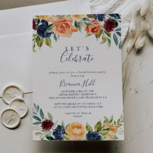 Multicolor Elegant Floral Let's Celebrate Party Einladung