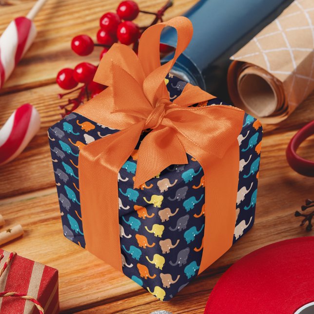 Multicolor Elephant Cartoon Geschenkpapier (elephant cartoon birthday packing gift wrap,gift wrapping paper,return gift wrap paper,paper gift)