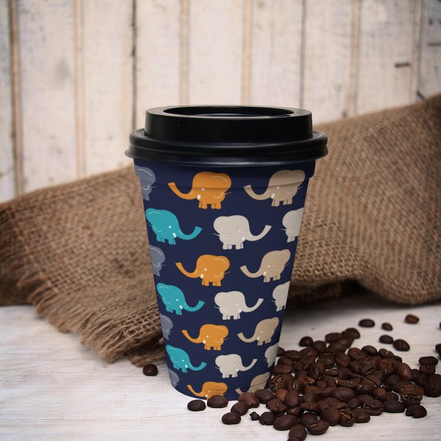 Multicolor Elephant Cartoon Pappbecher (multicolor elephant cartoon kids,adult party stationery, birthday party use and throw paper cups)