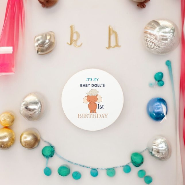 Multicolor Elephant Cartoon Runder Aufkleber (Baby & Mom Elephant party theme sticker,birthday party sticker,gift pack,envelope,return gift sticke)