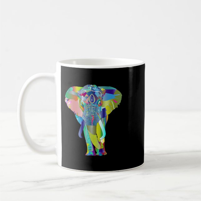 Multicolor Elephant Psychadelic T Shirt Kaffeetasse (Links)