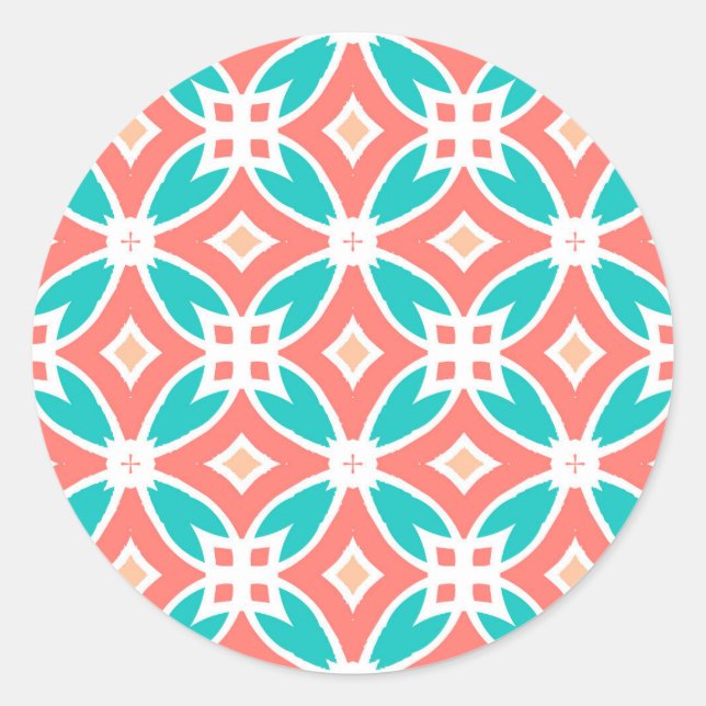 Multicolor Ethnic Muster Runder Aufkleber (Vorderseite)