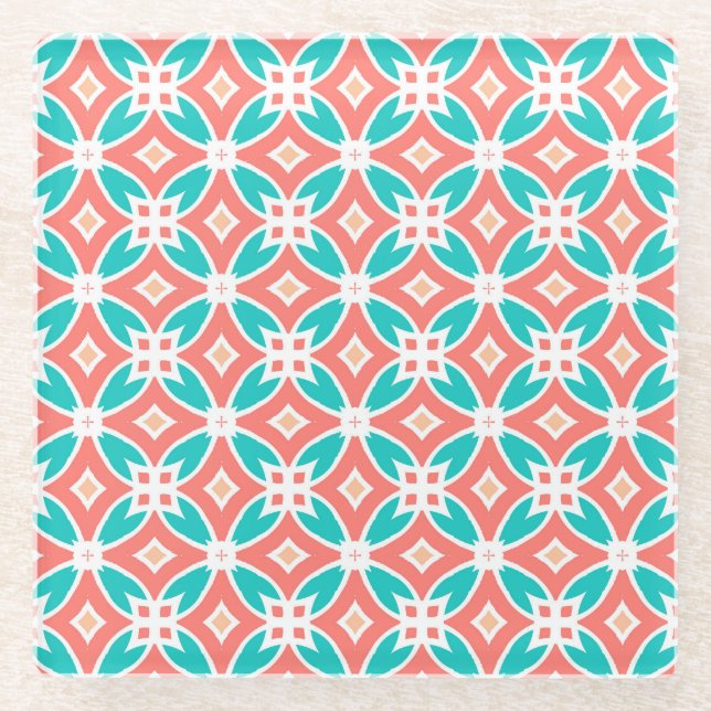 Multicolor-Ethno-Muster Glasuntersetzer (Vorderseite)