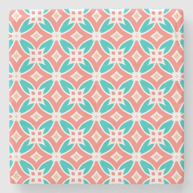 Multicolor-Ethno-Muster Steinuntersetzer (Vorderseite)