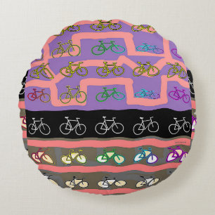 Multicolor-Fahrräder Rundes Kissen