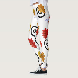 Multicolor Fall Geographische Blätter Leggings