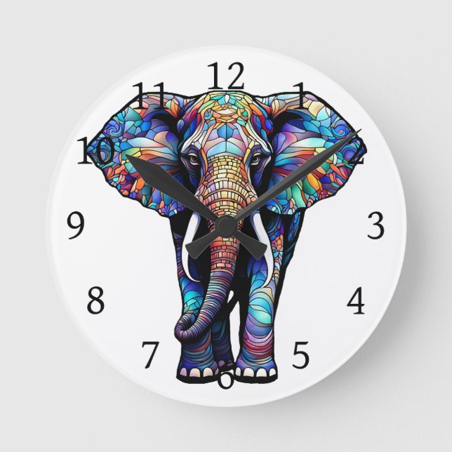 Multicolor-Festgläser-Elephant 3 Runde Wanduhr (Vorderseite)