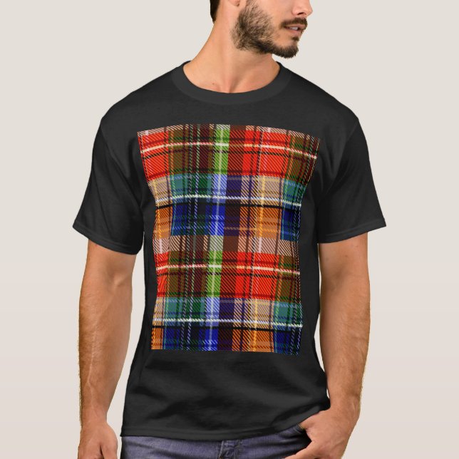 Multicolor Flannel Kariert Tartan Muster T-Shirt (Vorderseite)