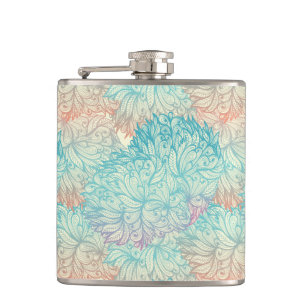 Multicolor Floral Doodle Muster Flachmann