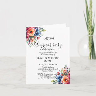 Multicolor floral Modernes 50. Hochzeitstag Einladung