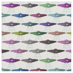 Multicolor Flying Saucers-UFOs Stoff