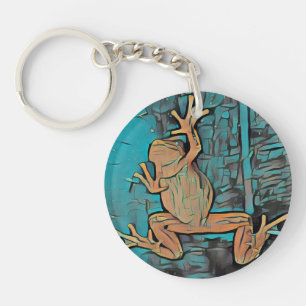 Multicolor Frog Schlüsselanhänger Gelber Kreis
