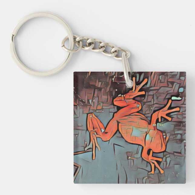 Multicolor Frog Schlüsselanhänger Orange Square (Vorderseite)