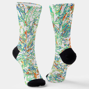 Multicolor gebogenes Linienmuster - Retro-Farbe Socken