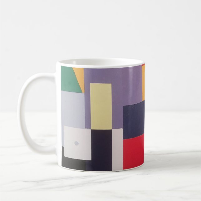 Multicolor-geometrische abstrakte Collage Kaffeetasse (Links)