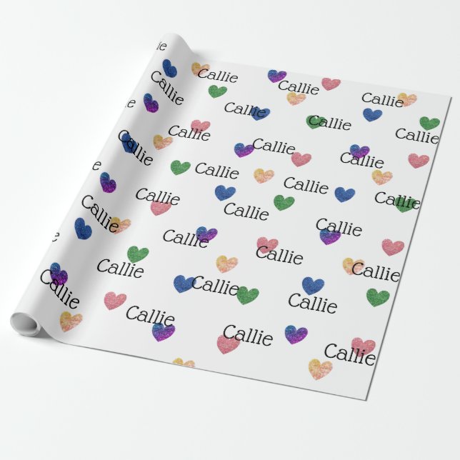 Multicolor Glitzer Hearts Girly Wrapping Paper Geschenkpapier (Ungerollt)