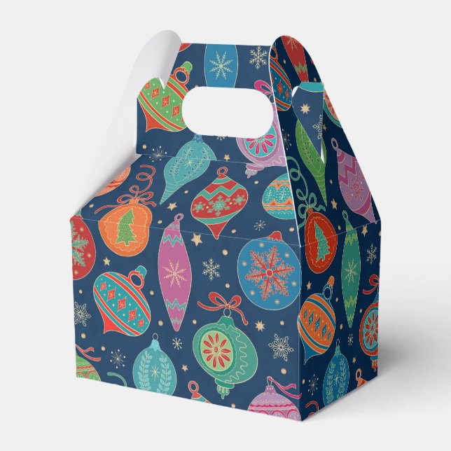 Multicolor Gold Weihnachtsbaum Dekoration Muster Geschenkschachtel (Vorderseite)