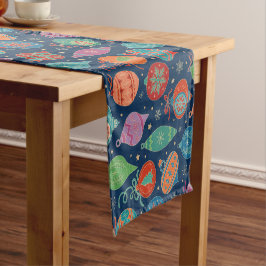 Multicolor Gold Weihnachtsbaum Dekoration Muster Kurzer Tischläufer