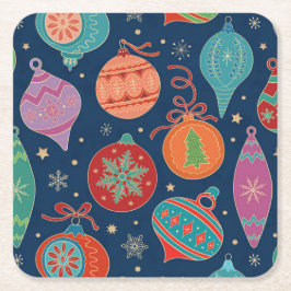 Multicolor Gold Weihnachtsbaum Dekoration Muster Rechteckiger Pappuntersetzer