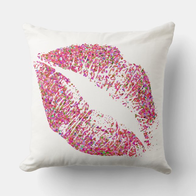 Multicolor Grit Glitzer Lips #7 Kissen (Vorderseite)