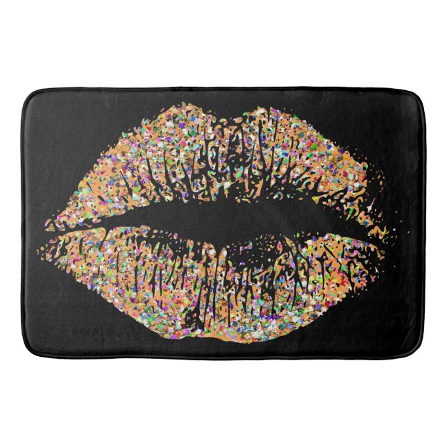 Multicolor Grit Glitzer Lips Badematte (Vorderseite)