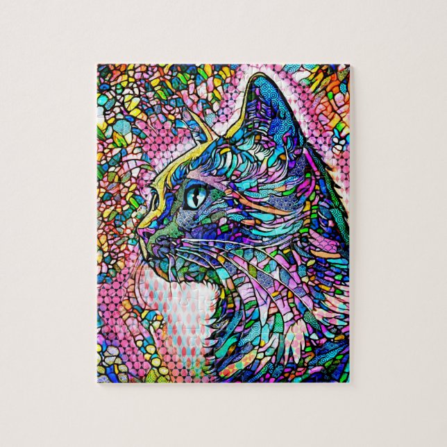Multicolor-Hartglas-Stilkatze 706 Puzzle (Vertikal)