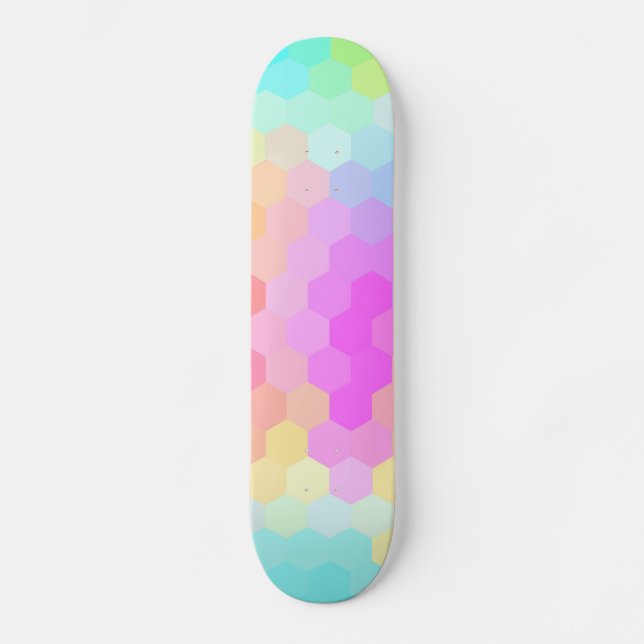 Multicolor-Hexagonal Nahtloses Muster Skateboard (Vorderseite)
