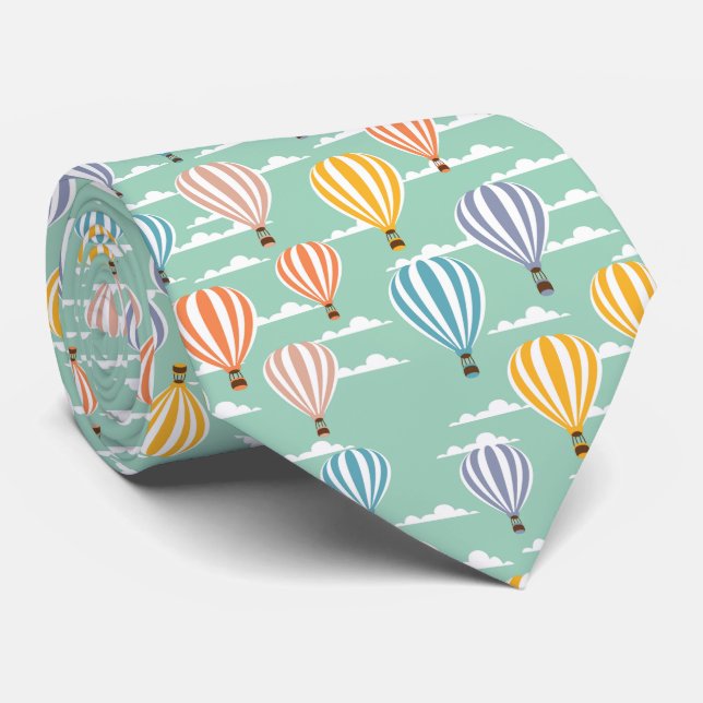 Multicolor hot air balloon Cyan background Krawatte (Gerollt)