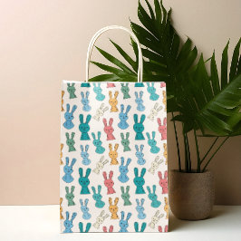 Multicolor-Kaninchen-Cartoon Mittlere Geschenktüte