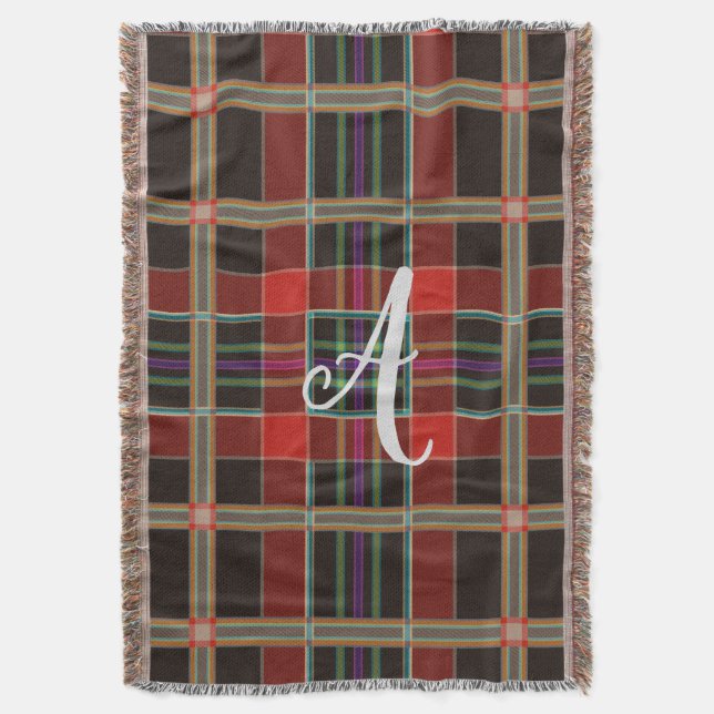 Multicolor Kariert (Tartan) Monogramm, Name Custom Decke (Vorderseite Vertikal)