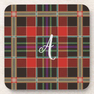 Multicolor Kariert (Tartan) Monogramm, Name Custom Getränkeuntersetzer