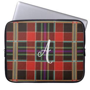Multicolor Kariert (Tartan) Monogramm, Name Custom Laptopschutzhülle