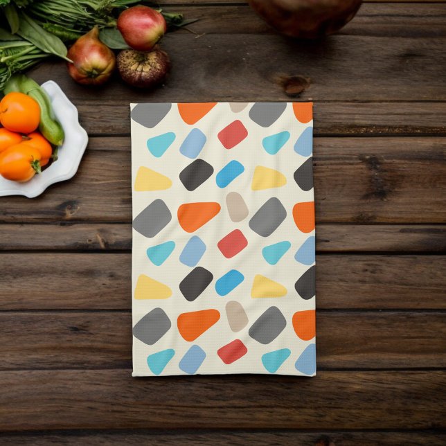 Multicolor-Kieselsteine im weißen Hintergrund Geschirrtuch (Kitchen Towel)