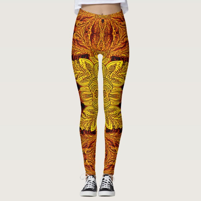 Multicolor klassische Textur "Ratti_Creative_Arts" Leggings (Vorderseite)
