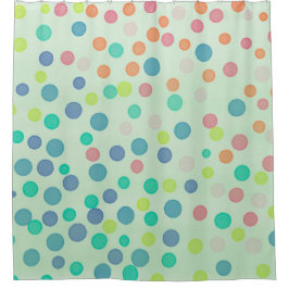Multicolor Konfetti Punkte auf Minzgrün Duschvorhang
