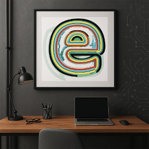 Multicolor Letter E Abstrakt Moderne Typografie Poster