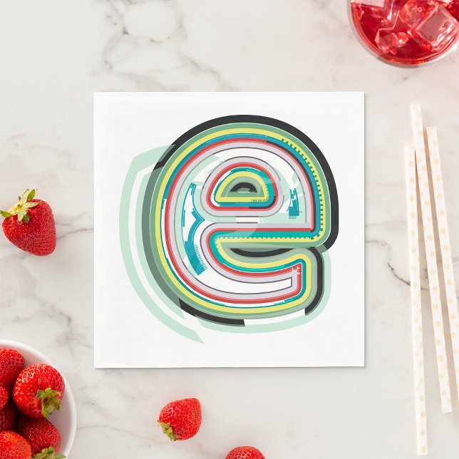 Multicolor Letter E Abstrakt Moderne Typografie Serviette (Von Creator hochgeladen)