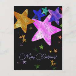 Multicolor leuchtende Sterne - Frohe Weihnachten! Postkarte