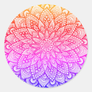 Multicolor-Mandala-Design Original-Kunst Runder Aufkleber