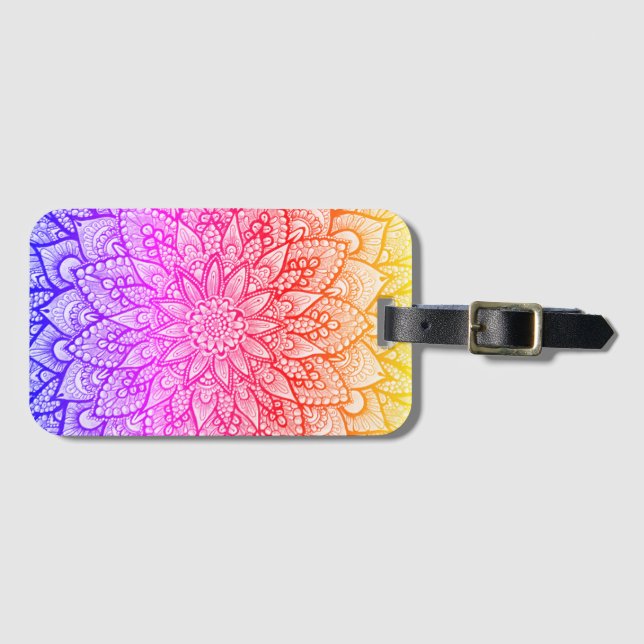 Multicolor-Mandala-Design Originalkunst  Gepäckanhänger (Vorderseite (Horizontal))