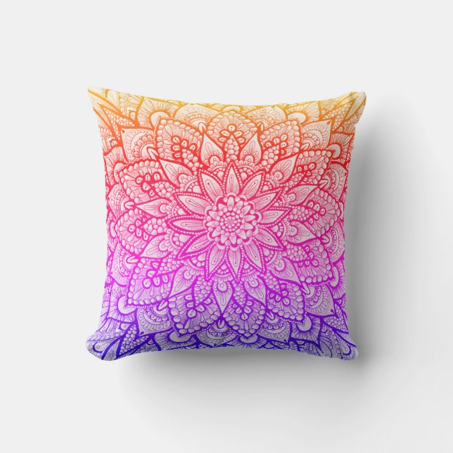Multicolor-Mandala-Design Originalkunst  Kissen (Vorderseite)