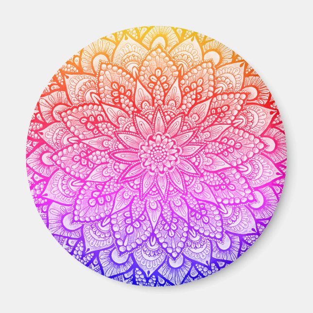 Multicolor-Mandala-Design Originalkunst  Magnet (Vorne)