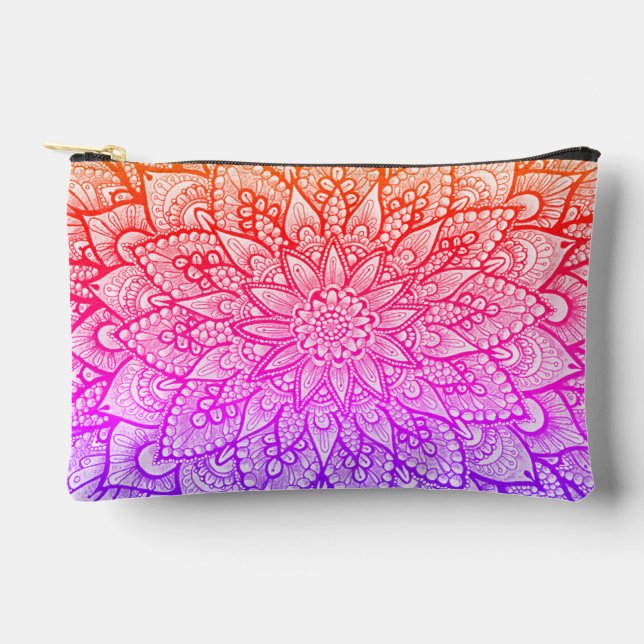 Multicolor-Mandala-Design Originalkunst  Zubehörtasche (Vorderseite)