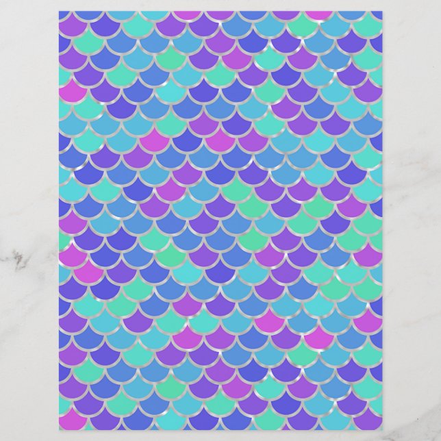 Multicolor Mermaid Scales Scrapbook Paper (Vorderseite)