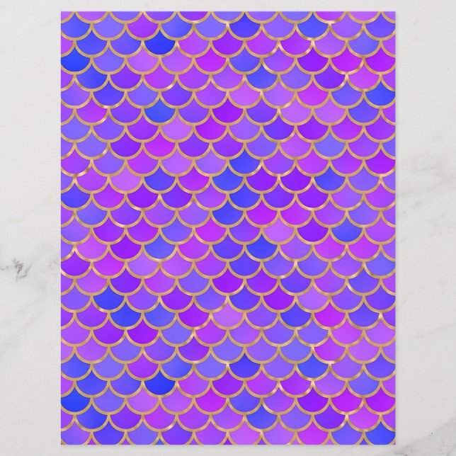 Multicolor Mermaid Scales Scrapbook Paper (Vorderseite)