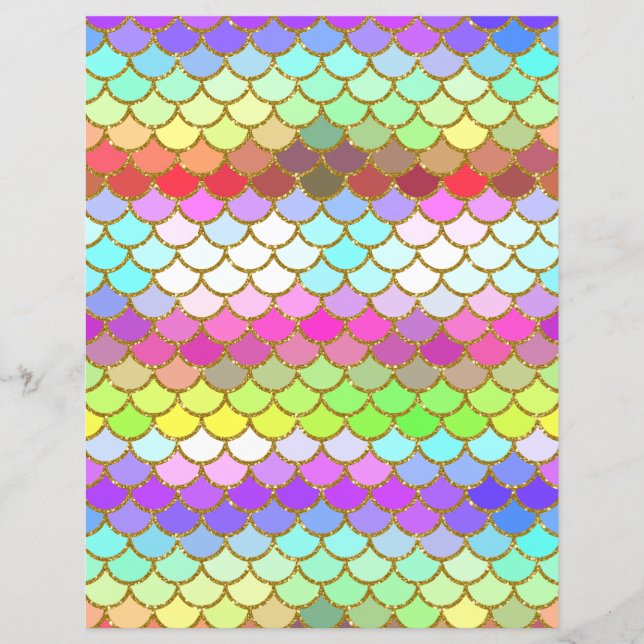 Multicolor Mermaid Scales Scrapbook Paper (Vorderseite)