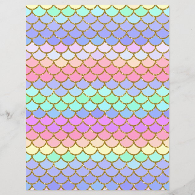 Multicolor Mermaid Scales Scrapbook Paper (Vorderseite)