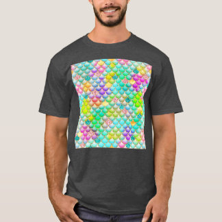 Multicolor Mermaid Schwanz Scales mit Gold Glitzer T-Shirt