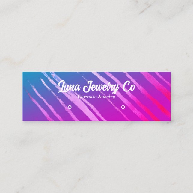 Multicolor Metallic Stripe Jewelier Business Card Mini Visitenkarte (Vorderseite)