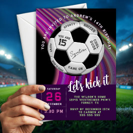 Multicolor Modern Sporty Soccer Birthday Einladung